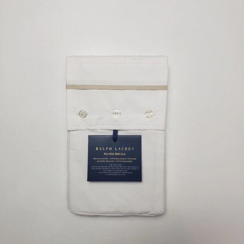 Ralph Lauren Home Palmer Percale King Sham Sand Dune Organic Cotton 20